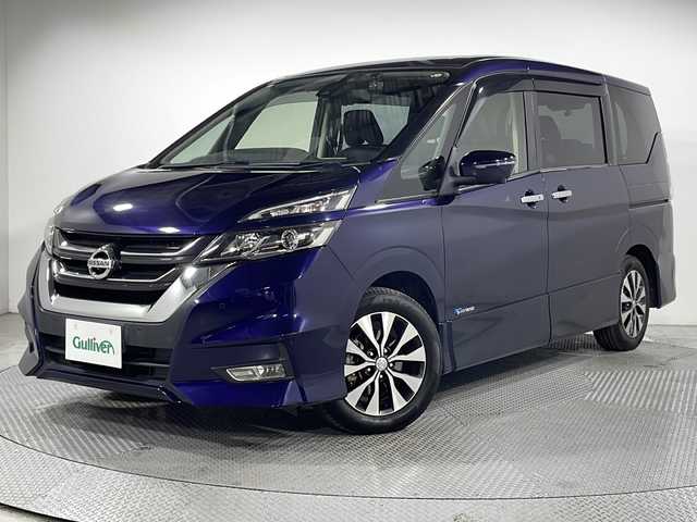 日産 セレナ ハイウェイスター Vセレクション 広島県 2018(平30)年 5.9万km アズライトブルー 純正９型ナビ/後席フリップダウンモニター/アラウンドビューモニター/パーキングアシスト/インテリジェントルームミラー/レーダークルーズコントロール/両側パワースライドドア/ＥＴＣ/前後ドラレコ/ＬＥＤヘッドライト/コーナーセンサー/純正16インチアルミホイール(195/60/R16)/エアバッグ(運転席/助手席/サイド/カーテン)