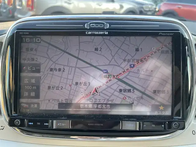 フィアット ５００ スーパーポップ 10thアニバーサリ 栃木県 2017(平29)年 5.3万km ボサノバホワイト 社外7インチCarrozeriaナビ　/　AM/FM/フルセグTV/Bluetooth/ダブル＋サイドエアバック/ETC/バックカメラ/リモコンキー/フロントフォグランプ