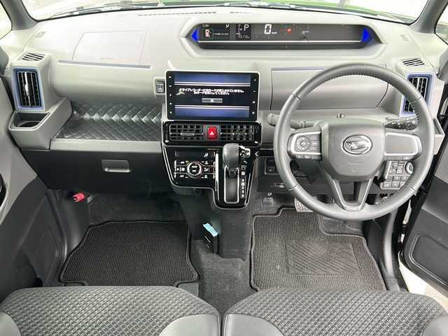 ダイハツ タント カスタム RS 岐阜県 2019(令1)年 4.4万km ブラックマイカメタリック 登録時走行距離43172km/純正９インチナビ/両側パワースライドドア/バックカメラ/プッシュスタート/スマートキー/スペアキー/ＬＥＤヘッドライト/フォグランプ/オートライト/ドライブレコーダー/前後コーナーセンサー/禁煙車/ハーフレザーシート/シートヒーター/ビルトインETC/純正15インチアルミホイール/純正フロアマット/後席サンシェード/ドアバイザー/衝突被害軽減システム