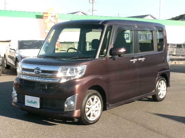 ダイハツ タント カスタム X トップED SA 岡山県 2014(平26)年 2.5万km プラムブラウンクリスタルマイカ 純正SDナビ/フルセグテレビ/バックカメラ/Bluetooth/DVD再生可能/両側パワースライドドア/ハーフレザーシート/オートライト/LEDヘッドライト/ウィンカーミラー/純正14AW/純正フロアマット/スマートキー2個/プッシュスタート