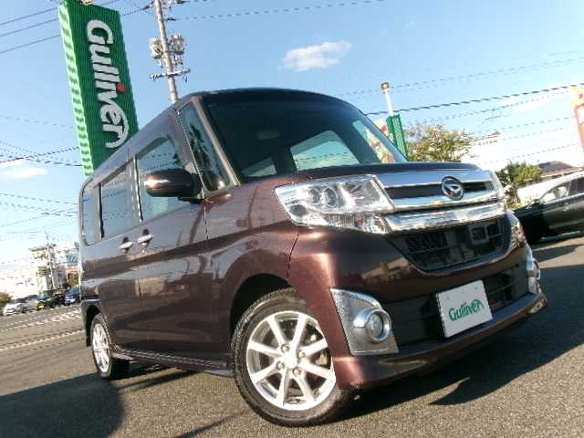 ダイハツ タント カスタム X トップED SA 岡山県 2014(平26)年 2.5万km プラムブラウンクリスタルマイカ 純正SDナビ/フルセグテレビ/バックカメラ/Bluetooth/DVD再生可能/両側パワースライドドア/ハーフレザーシート/オートライト/LEDヘッドライト/ウィンカーミラー/純正14AW/純正フロアマット/スマートキー2個/プッシュスタート