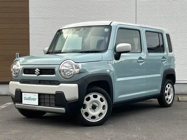スズキ ハスラー HYBRID G 秋田県 2023(令5)年 0.4万km オフブルーメタリック/ソフトベージュメタリック ４WD/衝突軽減システム/社外SDナビ（CD/BT/AM/FM）/ワンセグ（走行中視聴可能）/スマートキー/アイドリングストップ/プッシュスタート/レーンキープアシスト/クルーズコントロール追従走行あり/コーナーセンサー/ダウンヒルアシストコントロール/オートマチックハイビーム/ステアリングスイッチ/前席シートヒーター/ビルトインETC/純正フロアマット/オートライト/オートエアコン/パワーステアリング/パワーウィンドウ/ヘッドライトレベライザー/電動格納ミラー/横滑り防止/盗難防止装置/寒冷地仕様