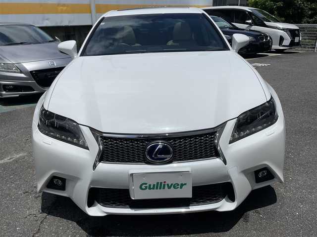 レクサス ＧＳ 450h Fスポーツ 静岡県 2014(平26)年 12.8万km ホワイトノーヴァガラスフレーク ワンオーナー/サンルーフ/純正ナビ/フルセグTV/DVD/CD/BT/MSV/USB/バックカメラ/ベージュ革シート/運転席シートメモリー/前席シートヒーター/前席エアシート/前席パワーシート/クルーズコントロール/ビルトインETC/ステアリングスイッチ/LEDヘッドライト/LEDフォグライト/純正19インチAW/スマートキー×2/カードキー/保証書/取扱説明書/ナビ取扱説明書