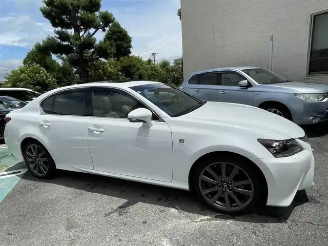 レクサス ＧＳ 450h Fスポーツ 静岡県 2014(平26)年 12.8万km ホワイトノーヴァガラスフレーク ワンオーナー/サンルーフ/純正ナビ/フルセグTV/DVD/CD/BT/MSV/USB/バックカメラ/ベージュ革シート/運転席シートメモリー/前席シートヒーター/前席エアシート/前席パワーシート/クルーズコントロール/ビルトインETC/ステアリングスイッチ/LEDヘッドライト/LEDフォグライト/純正19インチAW/スマートキー×2/カードキー/保証書/取扱説明書/ナビ取扱説明書