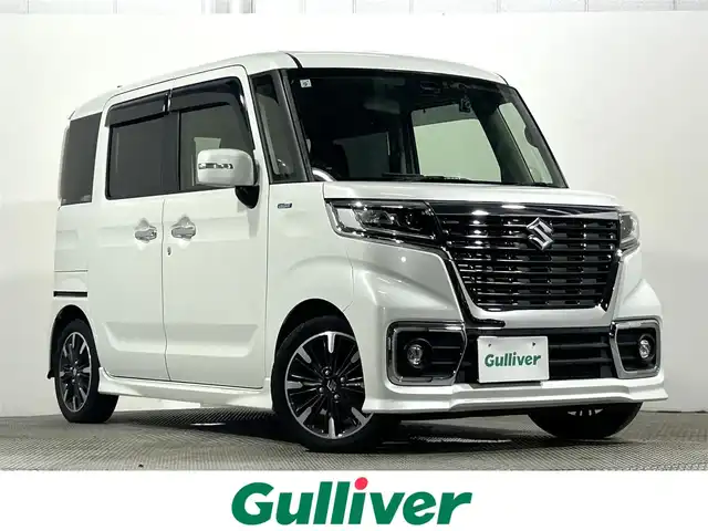 スズキ スペーシア カスタム HYBRID XS ターボ 大阪府 2019(令1)年 5.5万km ピュアホワイトP ターボ　社外ナビＴＶ　クルコン　衝突軽減　両側電動　シートヒーター　バックカメラ　ＥＴＣ　ドラレコ　レーンアシスト　アイドリングストップ　オートライト　ＬＥＤヘッドライト　スマートキー　フォグランプ