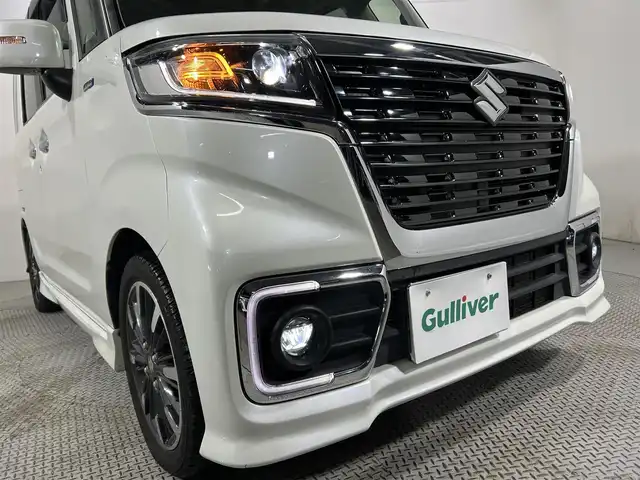 スズキ スペーシア カスタム HYBRID XS ターボ 大阪府 2019(令1)年 5.5万km ピュアホワイトP ターボ　社外ナビＴＶ　クルコン　衝突軽減　両側電動　シートヒーター　バックカメラ　ＥＴＣ　ドラレコ　レーンアシスト　アイドリングストップ　オートライト　ＬＥＤヘッドライト　スマートキー　フォグランプ