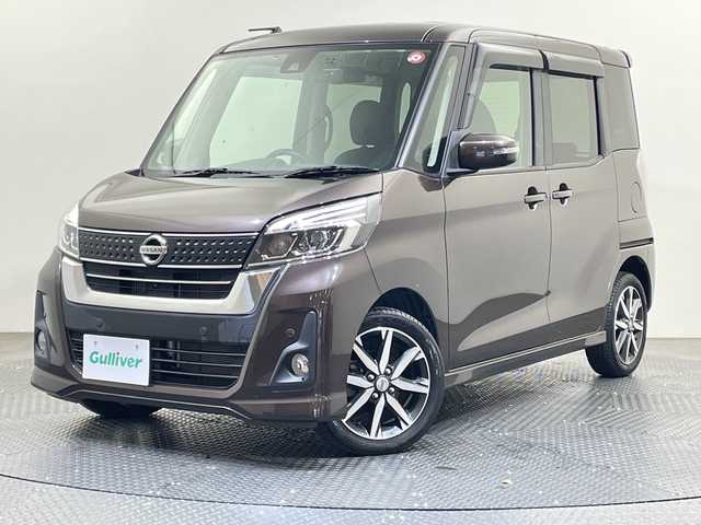 日産 デイズ ルークス ハイウェイスター Gターボ 愛媛県 2018(平30)年 2.7万km アッシュブラウンM ・純正メモリーナビゲーション/・フルセグテレビ/Bluetooth/・アラウンドビューモニター/・両側パワースライドドア/・ドライブレコーダー/・ETC/・LEDヘッドライト/・衝突被害軽減ブレーキ/・レーンキープアシスト/・オートマチックハイビーム/・スマートキー