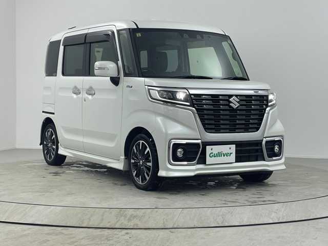 スズキ スペーシア カスタム HYBRID XS 熊本県 2020(令2)年 3.3万km ピュアホワイトP 社外SDナビ/・CD/DVD/・Bluetooth/・フルセグTV/ステアリングスイッチ/革巻きステアリング/レーダークルーズコントロール/衝突軽減ブレーキ/車線逸脱警報/運転席シートヒーター/USB充電/LEDヘッドライト/フォグランプ/両側パワースライドドア