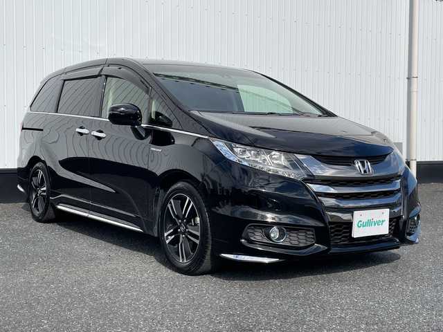 ホンダ オデッセイ ハイブリッド アブソルートセンシングEXパック 千葉県 2017(平29)年 5.8万km クリスタルブラックパール 純正8インチナビ/(フルセグTV/BT/CD/DVD/FM/AM)/デジタルインナーミラー型前後ドラレコ/ブラインドスポットモニター/純正フリップダウンモニター/大型アームレスト/衝突被害軽減システム/車線逸脱警報/追従式クルーズコントロール/ハーフレザーシート/両側パワースライドドア/横滑り防止装置/ビルトインETC/アイドリングストップ/LEDヘッドライト/フォグランプ/オートライト/ウィンカーミラー/電動格納ミラー/純正17インチAW/シートリフター/プッシュスタート/スマートキー/フロアマット