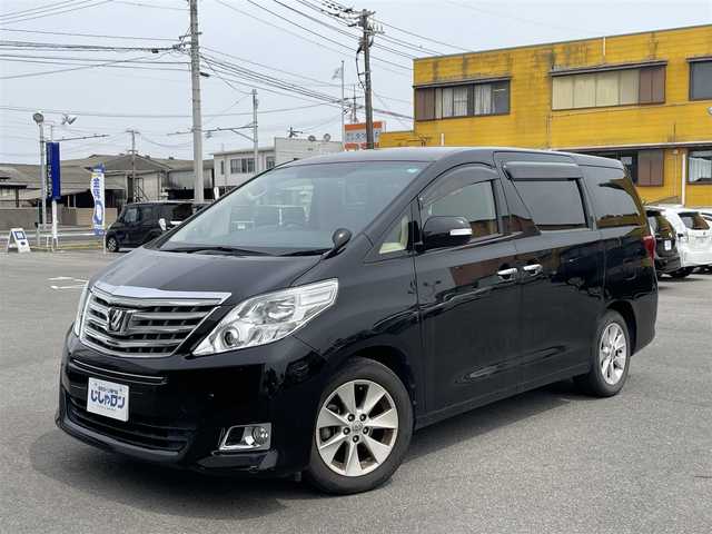 トヨタ アルファード 240G 佐賀県 2013(平25)年 14.3万km ブラック (株)IDOMが運営する【じしゃロン佐賀店】の自社ローン専用車両になります。/こちらは現金またはオートローンご利用時の価格です。自社ローンご希望の方は別途その旨お申付け下さい/・７人乗り　/・両側電動スライドドア　/・レーザー調シートカバー　/・パナソニックＳＤナビ/ＢＴオーディオ/ＤＶＤ/ＣＤ//・フルセグ　/・バックカメラ
