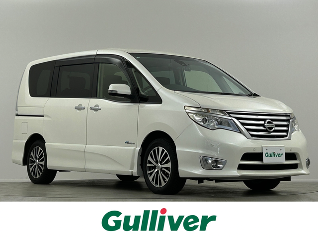 日産 セレナ ハイウェイS G S HV Aセーフ 福島県 2014(平26)年 3万km ブリリアントホワイトパール 純正ナビ　後席モニター　全方位　両側電動　ETC　ドライブレコーダー　クルーズコントロール　オートライト　　　レーンキープアシスト　前後コーナーセンサー　LEDヘッドライト　衝突被害軽減