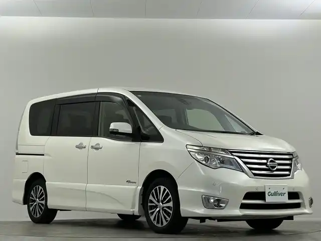 日産 セレナ ハイウェイS G S HV Aセーフ 福島県 2014(平26)年 3万km ブリリアントホワイトパール 純正ナビ　後席モニター　全方位　両側電動　ETC　ドライブレコーダー　クルーズコントロール　オートライト　　　レーンキープアシスト　前後コーナーセンサー　LEDヘッドライト　衝突被害軽減