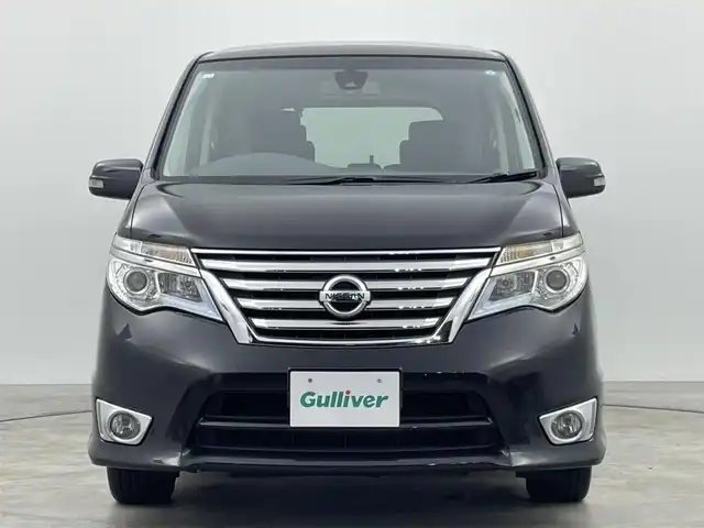 日産 セレナ ハイウェイスター Sハイブリッド 群馬県 2014(平26)年 5.1万km ダイヤモンドブラック エマージェンシーブレーキ　フリップダウンモニター　純正７インチナビ　片側パワースライドドア　クルーズコントロール　ＨＩＤオートライト　純正１６インチＡＷ　横滑り防止装置　ＥＴＣ　スマートキー　禁煙車