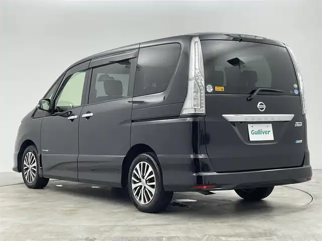 日産 セレナ ハイウェイスター Sハイブリッド 群馬県 2014(平26)年 5.1万km ダイヤモンドブラック エマージェンシーブレーキ　フリップダウンモニター　純正７インチナビ　片側パワースライドドア　クルーズコントロール　ＨＩＤオートライト　純正１６インチＡＷ　横滑り防止装置　ＥＴＣ　スマートキー　禁煙車