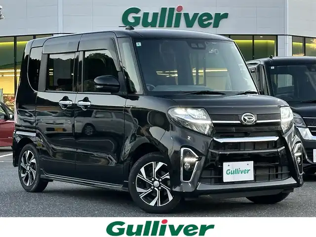 ダイハツ タント カスタム X 島根県 2020(令2)年 2.4万km ブラックマイカメタリック 登録時走行距離23660km/取扱説明書【車両/ナビ】/保証書/社外SDナビ【CD/DVD/Bluetooth/HDMI】/フルセグテレビ/バックカメラ/後席モニター/衝突軽減ブレーキ/両側パワースライドドア/ロングスライドシート/プッシュスタート/スマートキー(スペアスマート×1)/LEDヘッドライト/オートライト/フォグランプ/ETC/純正14インチアルミ