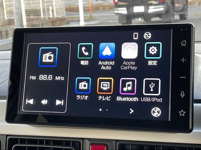 ダイハツ ムーヴ キャンバス ストライプス G ターボ 山口県 2023(令5)年 2.1万km シャイニングホワイトパール/レイクブルーメタリック ワンオーナー/純正9インチディスプレイオーディオ/・フルセグテレビ（キャンセラー付き)/・Bluetooth/・AM/FM/・Android　Auto/・Apple CarPlay/・USB/iPod/・HDMI/両側パワースライドドア/ETC/前方ドライブレコーダー/シートヒーター（運転席＋助手席）/電動パーキングブレーキ/プッシュスタート/スマートキー/ホッとカップホルダー/スマートアシスト/・衝突回避支援ブレーキ機能/・衝突警報機能/・ブレーキ制御付誤発進抑制機能/・車線逸脱抑制制御機能/・車線逸脱警報機能/・路側逸脱警報機能/・ふらつき警報/・先行車発進お知らせ機能/・標識認識機能/・アダプティブドライビングビーム/・アダプティブクルーズコントロール/・レーンキープコントロール