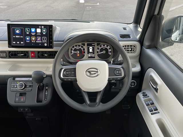 ダイハツ ムーヴ キャンバス ストライプス G ターボ 山口県 2023(令5)年 2.1万km シャイニングホワイトパール/レイクブルーメタリック ワンオーナー/純正9インチディスプレイオーディオ/・フルセグテレビ（キャンセラー付き)/・Bluetooth/・AM/FM/・Android　Auto/・Apple CarPlay/・USB/iPod/・HDMI/両側パワースライドドア/ETC/前方ドライブレコーダー/シートヒーター（運転席＋助手席）/電動パーキングブレーキ/プッシュスタート/スマートキー/ホッとカップホルダー/スマートアシスト/・衝突回避支援ブレーキ機能/・衝突警報機能/・ブレーキ制御付誤発進抑制機能/・車線逸脱抑制制御機能/・車線逸脱警報機能/・路側逸脱警報機能/・ふらつき警報/・先行車発進お知らせ機能/・標識認識機能/・アダプティブドライビングビーム/・アダプティブクルーズコントロール/・レーンキープコントロール