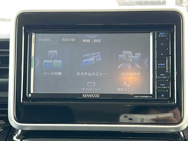 スズキ スペーシア HYBRID X 山口県 2021(令3)年 5.8万km ブルーイッシュブラックパール3 社外8インチSDナビ【MDV-D4O8BTW】/　Bluetooth、CD・DVD、FM・AM/ワンセグテレビ/両側パワースライドドア/レーダークルーズコントロール/ETC/ハーフレザーシート/運転席シートヒーター/サーキュレーター/フロアマット/純正15インチアルミホイール/本革巻きステアリング/ステアリングスイッチ/スマートキー/スペアキー/プッシュスタート/USB充電口×２/クリアランスソナーステアリングスイッチ/デュアルカメラブレーキサポート/レーン逸脱警告システム