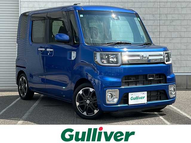 ダイハツ ウェイク G ターボ　レジャーエディション SA Ⅱ 新潟県 2017(平29)年 6.9万km ブルーメタリック 後席モニター/衝突軽減/両側パワースライドドア/純正ナビ：NSZP-W67D/（SDナビ、フルセグ、BT、CD/DVD、AM/FM）/バックカメラ/ETC/アイドリングストップ/前後コーナーセンサー/革巻きステアリング/ステアリングスイッチ/オートライト/LEDヘッドライト/フォグランプ/横滑り防止/純正フロアマット/プッシュスタート/スマートキー