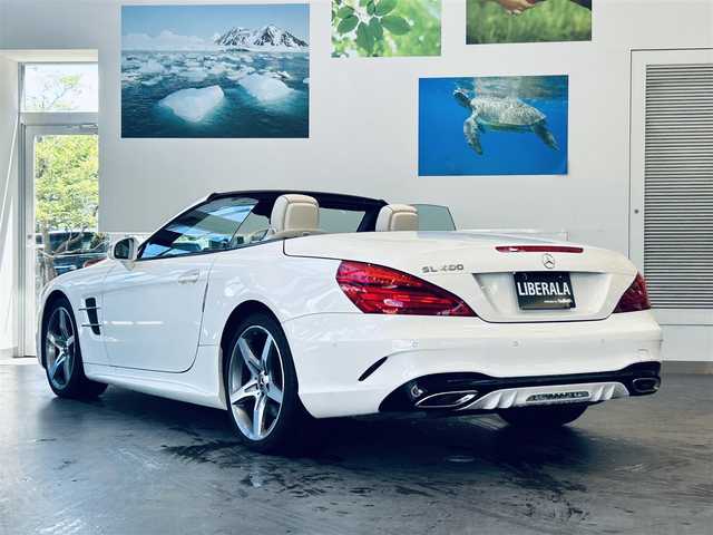 メルセデス・ベンツ ＳＬ４００ 大阪府 2020(令2)年 1.5万km ダイヤモンドホワイト ワンオーナー/レーダーセーフティP/ガラスルーフ/ホワイトレザー/メモリ付きパワーシート/エアシートヒーター/純正ナビ/TV/バックカメラ/applecarplay/ACC/純正19インチAW/LEDヘッドライト/電動リアゲート/ブラインドスポット