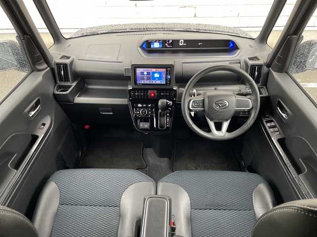 ダイハツ タント カスタム RS 秋田県 2022(令4)年 5万km ブラックマイカメタリック ・純正ナビ/・フルセグTV/・Bluetooth/・バックカメラ/・両側パワースライドドア/・衝突軽減システム/・前席シートヒーター/・ハーフレザーシート/・ターボ/・オートライト/・純正フロアマット