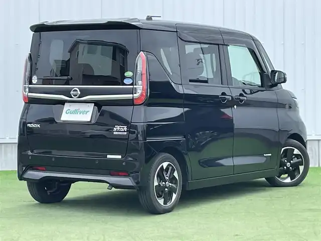 日産 ルークス HWS X プロパイロットED 香川県 2021(令3)年 2.8万km ブラック 登録時走行距離：27587km/ディーラー純正9型ナビ/　BT MSV　フルセグTV/全方位カメラ/両側パワースライドドア/エマージェンシーブレーキ/レーンキープアシスト/レーダークルーズコントロール/クリアランスソナー/横滑り防止装置/アイドリングストップ/LEDヘッドライト/オートライト/フォグランプ/オートホールド機能付き電子パーキングブレーキ/ETC/純正フロアマット/ドアバイザー/プッシュスタート/スマートキー/スペアキー