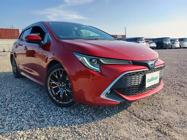 トヨタ カローラ スポーツ ハイブリッドG Z 静岡県 2018(平30)年 8万km スカーレットメタリック 純正9型ナビ/　(Bluetooth/CD/DVD)/フルセグTV/バックモニター/ビルトインETC/ドライブレコーダー/レーダークルーズコントロール/セーフティセンス/・プリクラッシュセーフティシステム/・レーントレーシングアシスト/・オートマチックハイビーム/・ロードサインアシスト/LEDヘッドランプ/本革巻きステアリング/前席スポーツシート/WedsSPORT18インチアルミホイール/スマートエントリー/スタートシステム/禁煙車