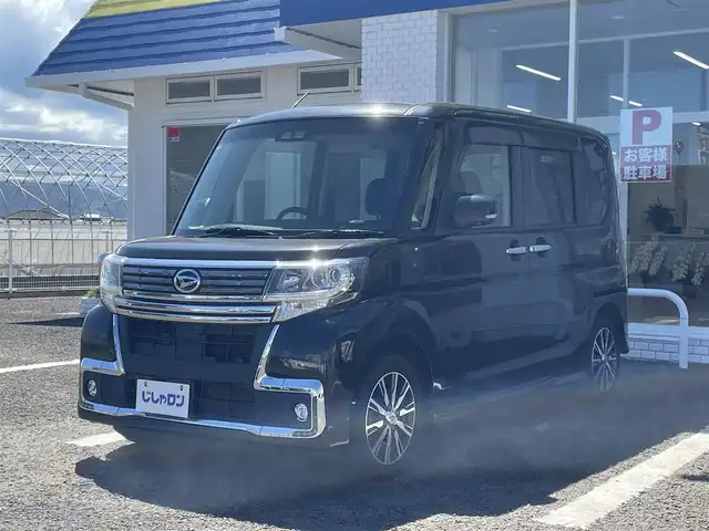 ダイハツ タント カスタム X トップED SA Ⅲ 徳島県 2018(平30)年 8万km ブラックマイカメタリック (株)IDOMが運営する【じしゃロン徳島店】の自社ローン専用車両になりますこちらは現金またはオートローンご利用時の価格です。/社外ナビゲーション　/全方位モニター　/ＥＴＣ　/ＬＥＤヘッドライト　/純正アルミホイール　/両側パワースライドドア　/両席シートヒーター　/オートハイビーム　/プッシュスタート　/スマートキー　/スペアキー