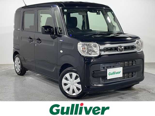 マツダ フレアワゴン ハイブリッド XS 広島県 2019(令1)年 2.5万km ブルーイッシュブラックパール3 禁煙車/ＫＥＮＷＯＯＤナビ/シートヒーター/両側パワースライドドア/前後ドライブレコーダー/コーナーセンサー/オートマチックハイビーム/ＥＴＣ/衝突軽減/レーンキープアシスト/踏み間違い防止/フルセグ/ＤＶＤ/純正14インチホイールキャップ(155/65/R14)/エアバッグ(運転席/助手席)