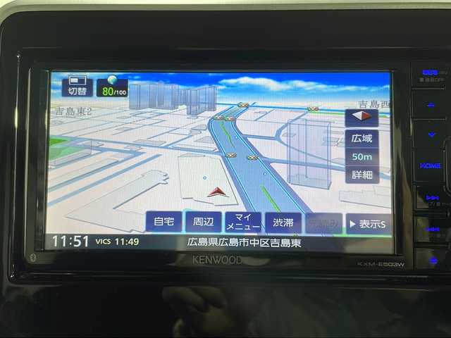 マツダ フレアワゴン ハイブリッド XS 広島県 2019(令1)年 2.5万km ブルーイッシュブラックパール3 禁煙車/ＫＥＮＷＯＯＤナビ/シートヒーター/両側パワースライドドア/前後ドライブレコーダー/コーナーセンサー/オートマチックハイビーム/ＥＴＣ/衝突軽減/レーンキープアシスト/踏み間違い防止/フルセグ/ＤＶＤ/純正14インチホイールキャップ(155/65/R14)/エアバッグ(運転席/助手席)