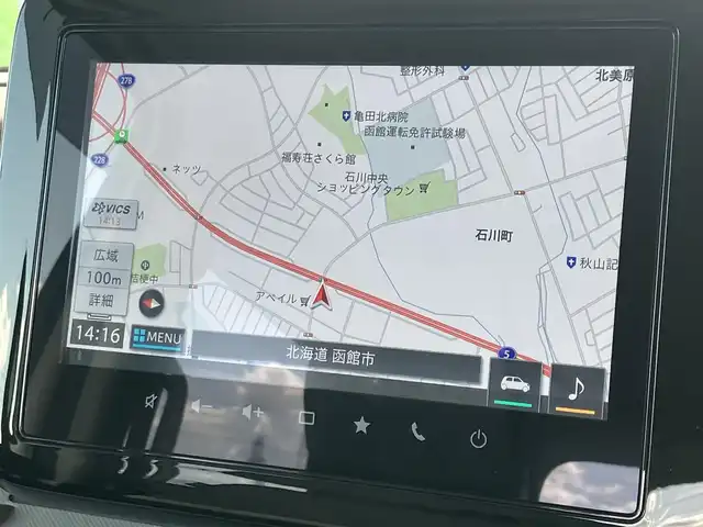 スズキ スペーシア HYBRID X 道南・函館 2024(令6)年 0.3万km ピュアホワイトP /純正ナビ//フルセグTV//全周囲カメラ//衝突軽減ブレーキ//シートヒーター//両側パワースライドドア//レーンキープアシスト//コーナーセンサー//社外アルミホイール//オートハイビーム//アイドリングストップ