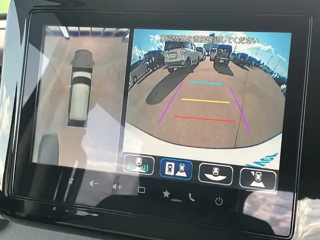 スズキ スペーシア HYBRID X 道南・函館 2024(令6)年 0.3万km ピュアホワイトP /純正ナビ//フルセグTV//全周囲カメラ//衝突軽減ブレーキ//シートヒーター//両側パワースライドドア//レーンキープアシスト//コーナーセンサー//社外アルミホイール//オートハイビーム//アイドリングストップ