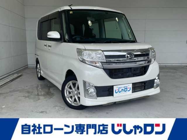 ダイハツ タント カスタム X スマートセレ SA 沖縄県 2014(平26)年 6.4万km パールホワイトⅢ (株)IDOMが運営する【じしゃロンコザ店】の自社ローン専用車両になりますこちらは現金またはオートローンご利用時の価格です。自社ローンご希望の方は別途その旨お申付け下さい/ＣＤ再生　/片側パワースライドドア　/プッシュスタート　/スマートキー　/アイドリングストップ　/純正アルミホイール　/純正フロアマット　/オートライト　/パワーウィンドウ　/パワーステアリング