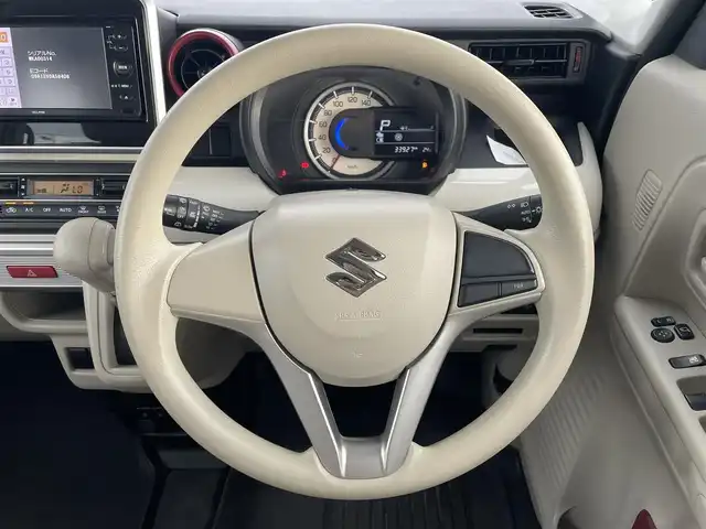 スズキ スペーシア HYBRID X 滋賀県 2021(令3)年 3.4万km チアフルピンクメタリック/ホワイト2トーンルーフ 社外ナビ/(CD/AM/FM)/両側電動スライドドア/衝突軽減ブレーキ/レーンキープアシスト/アイドリングストップ/コーナーセンサー/D席シートヒーター/USB