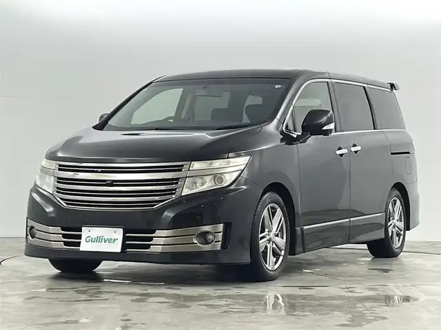日産 エルグランド ライダー ブラックライン黒本革 パワーシート 福島県 2013(平25)年 14万km ファントムブラック BOSEサウンド/サイドエアロ/フリップダウンモニター/コーナーセンサー/純正8インチマルチナビ/・フルセグ/TV/HDD/BT/CD/DVD/FM/AM/全方位カメラ/両側パワースライドドア/LEDオートライト/・フォグランプ/レザーシート/・パワーシート/・シートヒーター/・ウォークスルー/・サンシェード/社外18インチアルミホイール付きスタッドレスタイヤ/ETC/革ステアリング/・ステアリングスイッチ/ウィンカーミラー/AC100V/プッシュスタート/・スマートキー