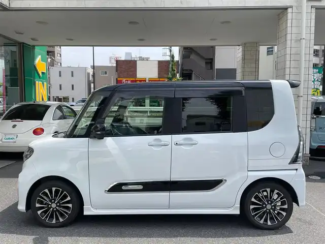 ダイハツ タント カスタム RS セレクション 東京都 2020(令2)年 2万km ブラックマイカメタリック/シャイニングホワイトパール 純正SDナビ/・フルセグTV/・Bluetooth接続/・FM・AM/・DVD再生機能/黒革ハーフレザーシート/・シートヒータ/両側パワースライドドア/衝突被害軽減ブレーキ/バックカメラ/・全周囲カメラ/LEDヘッドランプ/ドラレコ/ETC/ABS/横滑り防止/盗難防止/コーナーセンサー/SRSエアバッグ/オートライト/スマートキー/保証書＆取扱説明書