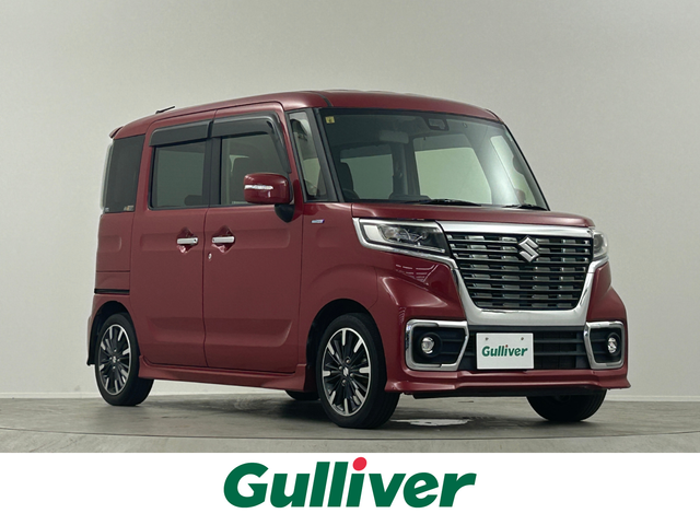 スズキ スペーシア カスタム HYBRID XS 埼玉県 2020(令2)年 5.7万km フェニックスレッドパール 両側パワースライドドア　社外ナビ　フルセグ　Bluetooth　DVD　SD　ＥＴＣ　Ｄ席シートヒーター　ＬＥＤヘッドライト　ＬＥＤフォグランプ　後席サーキュレーター　後席サンシェード　