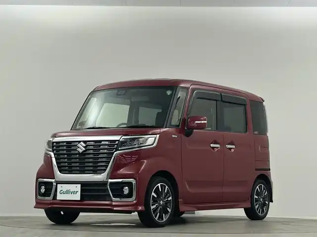 スズキ スペーシア カスタム HYBRID XS 埼玉県 2020(令2)年 5.7万km フェニックスレッドパール 両側パワースライドドア　社外ナビ　フルセグ　Bluetooth　DVD　SD　ＥＴＣ　Ｄ席シートヒーター　ＬＥＤヘッドライト　ＬＥＤフォグランプ　後席サーキュレーター　後席サンシェード　