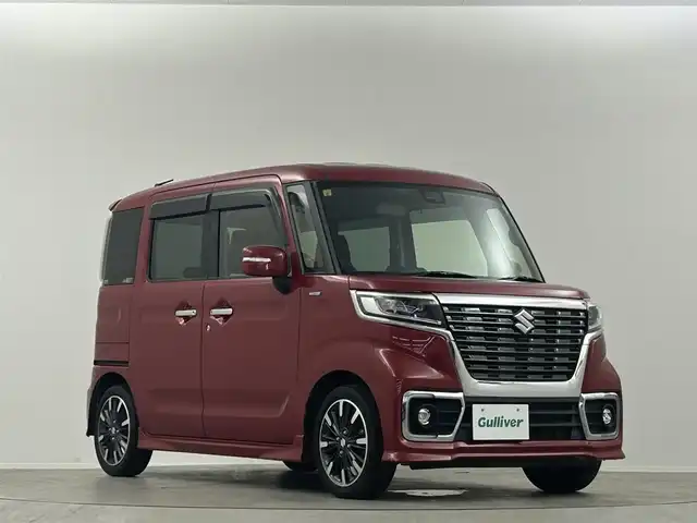 スズキ スペーシア カスタム HYBRID XS 埼玉県 2020(令2)年 5.7万km フェニックスレッドパール 両側パワースライドドア　社外ナビ　フルセグ　Bluetooth　DVD　SD　ＥＴＣ　Ｄ席シートヒーター　ＬＥＤヘッドライト　ＬＥＤフォグランプ　後席サーキュレーター　後席サンシェード　