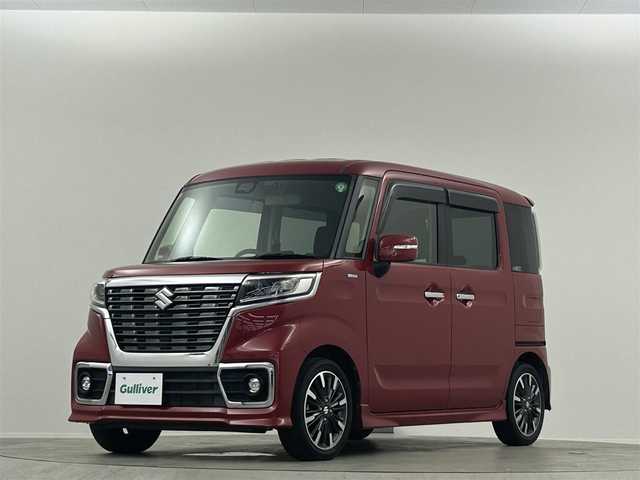 スズキ スペーシア カスタム HYBRID XS 群馬県 2020(令2)年 5.7万km フェニックスレッドパール 両側パワースライドドア　社外ナビ　フルセグ　Bluetooth　DVD　SD　ＥＴＣ　Ｄ席シートヒーター　ＬＥＤヘッドライト　ＬＥＤフォグランプ　後席サーキュレーター　後席サンシェード　