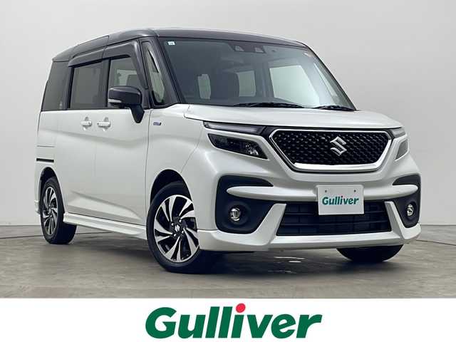 スズキ ソリオ バンディット HV MV 秋田県 2023(令5)年 0.4万km ピュアホワイトパール/ガンメタリック2トーン ４WD/純正メモリナビ(Bluetooth/CD/DVD/フルセグ)/全方位カメラ/両側パワースライドドア/後方コーナーセンサー/純正AW/ヘットアップディスプレイ/スズキセーフティサポート/衝突被害軽減システム/前後ドライブレコーダー/前席シートヒーター/クルーズコントロール/アイドリングストップ/カーテンエアバック/LEDヘッドライト/スマートキー/スペアキー