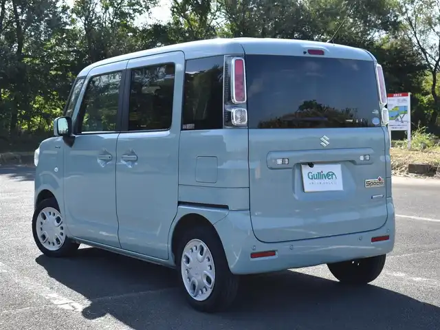 スズキ スペーシア HYBRID X 福岡県 2020(令2)年 5.6万km ライトブルー 社外SDナビ・フルセグTV/（Bluetooth・DVD再生可能）/両側パワースライドドア/スマートキー/セーフティサポート/バックカメラ/バックセンサー/運転席シートヒーター/ETC/新車時保証書/取扱説明書