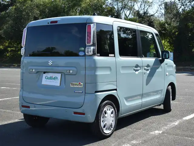 スズキ スペーシア HYBRID X 福岡県 2020(令2)年 5.6万km ライトブルー 社外SDナビ・フルセグTV/（Bluetooth・DVD再生可能）/両側パワースライドドア/スマートキー/セーフティサポート/バックカメラ/バックセンサー/運転席シートヒーター/ETC/新車時保証書/取扱説明書