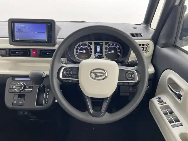 ダイハツ ムーヴ キャンバス ストライプス G ターボ 群馬県 2022(令4)年 2.4万km シャイニングホワイトパール/サンドベージュメタリック ナビ　バックカメラ　両側電動スライドドア　シートヒーター　衝突被害軽減ブレーキ　アダプティブクルーズコントロール　レーンアシスト　電動パーキングブレーキ　LEDライト　ETC　スマートキー　禁煙車