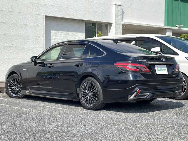 トヨタ クラウン ハイブリッド S スポーツスタイル 千葉県 2019(令1)年 6.4万km プレシャスブラックパール エアロ 黒革シート ナビ 全方位カメラ エアシート パワーシート レーダークルーズ シートヒーター ステアリングヒーター PCS LDA USB ETC パーキングアシスト フルセグ ソナー 18AW
