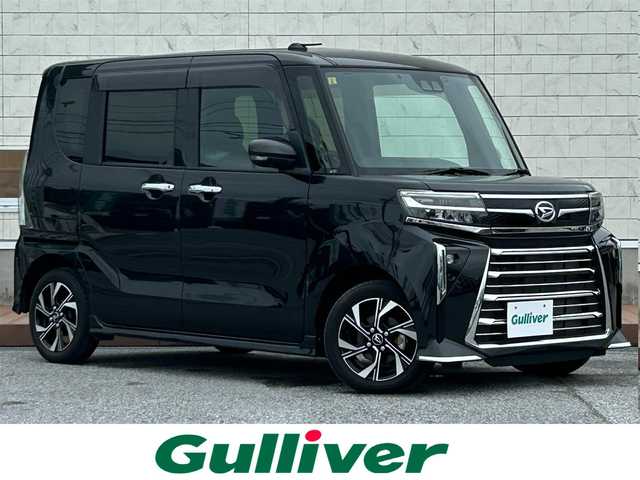 ダイハツ タント カスタム X 滋賀県 2023(令5)年 1.1万km ブラックマイカメタリック ガソリン/2WD(FF)/CVT/両側パワースライドドア/9インチ純正ディスプレイオーディオ/(FM/AM/フルセグ/Bluetooth/HDMI/USB)/パノラマモニター/バックカメラ/前ドライブレコーダー/ETC/スマートアシスト/・プリクラッシュブレーキアシスト	/・踏み間違い防止アシスト	/・レーンキープアシスト	/・標識検知機能	/運転席・助手席シートヒーター/電動格納ミラー/アイドリングストップ/電動パーキング/ブレーキホールド/ステアリングスイッチ/オートライト/LEDヘッドライト/フロントフォグ/フルオートエアコン/プッシュスタート/スマートキー/スペアキー/純正フロアマット