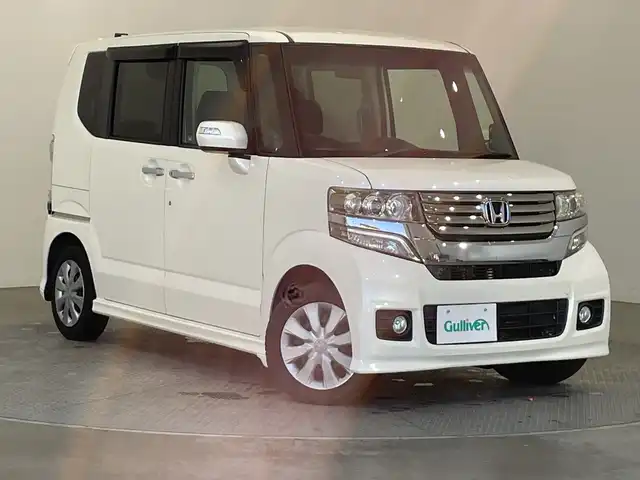 ホンダ Ｎ ＢＯＸ カスタム G 栃木県 2012(平24)年 4.3万km プレミアムホワイトパール 純正オーディオ/（CD/USB/AUX/iPod）/両側スライドドア/禁煙車/オートライト/横滑り防止装置/フォグランプ/スマートキー/プッシュスタート/アイドリングストップ/純正フロアマット/エンジンスターター/サマータイヤ積込