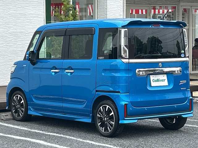 スズキ スペーシア カスタム HYBRID XS ターボ 千葉県 2017(平29)年 2.5万km ブリスクブルーM ナビＣＮ－ＲＺ７３Ｗ　全方位カメ　ドラレコ　Ｂｔ　フルセグＴＶ　ＥＴＣ　シートヒーター　レーンアシスト　ターボ　オートライト　ＬＥＤライト　１５インチＡＷ　両側パワースライドドア　コーナーセンサー