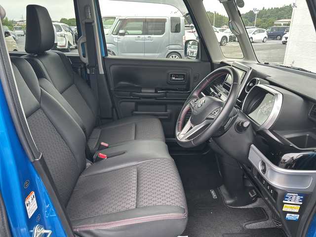 スズキ スペーシア カスタム HYBRID XS ターボ 千葉県 2017(平29)年 2.5万km ブリスクブルーM ナビＣＮ－ＲＺ７３Ｗ　全方位カメ　ドラレコ　Ｂｔ　フルセグＴＶ　ＥＴＣ　シートヒーター　レーンアシスト　ターボ　オートライト　ＬＥＤライト　１５インチＡＷ　両側パワースライドドア　コーナーセンサー
