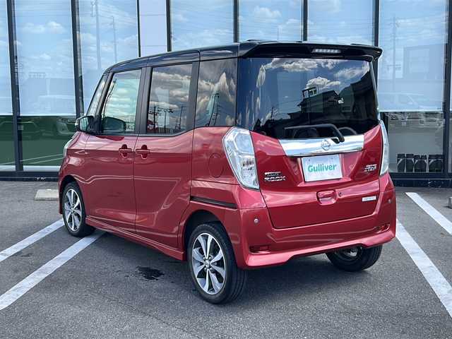 日産 デイズ ルークス ハイウェイスターターボ 岐阜県 2015(平27)年 3.1万km スパークリングレッド/ブラック 登録時走行距離30194km/全方位カメラ/ターボ/ツートンカラー/フルセグTV/社外7型ナビ/純正フロアマット/純正アルミホイール/エマージェンシーブレーキ/両側パワースライドドア/前後ドライブレコーダー/コーナーセンサー/ETC/USB入力端子/Blue tooth/プッシュスタート/スマートキー/スペアキー/ABS/横滑り防止装置/オートライト/エアバッグ/衝突被害軽減システム